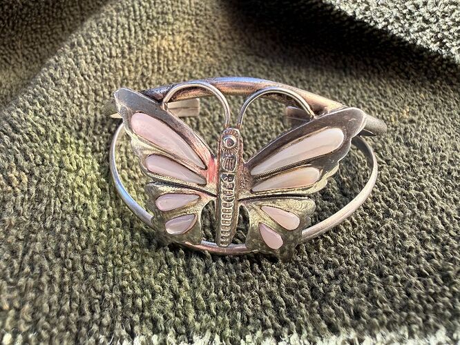 000000 1A - AA Albert Lee Sterling Navajo Cuff with Mex Contra Lux Pink Fire Opals - 1
