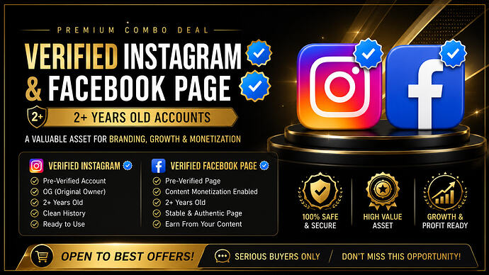 Verified IG + Facebook Page Combo — 2+ Years Old & Monetization Ready