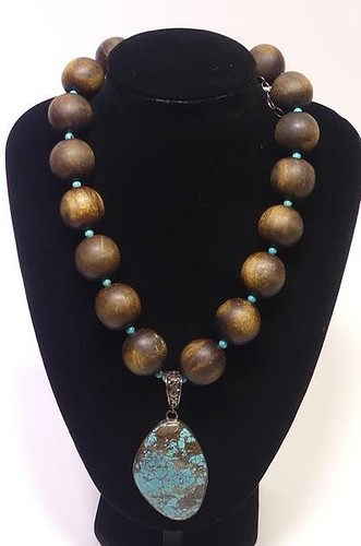 wood stone necklace