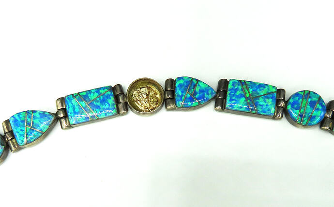 opal inlay geometric bezel hinged bracelet missing pieces 2