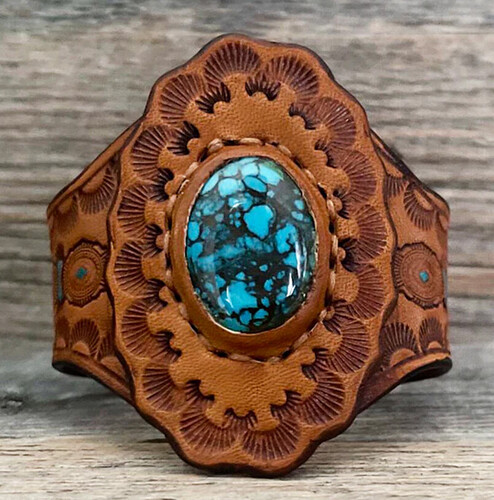 turquoise.tooled.leather.cuff