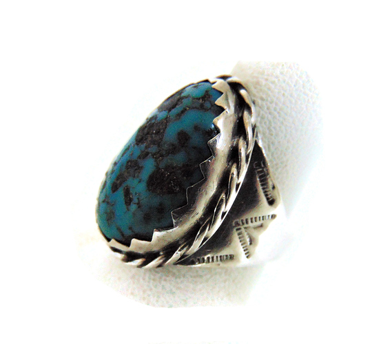 Mega grote Navajo ovale turquoise ring 7