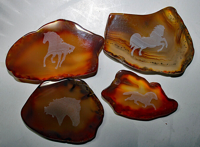 etched horses india Agate