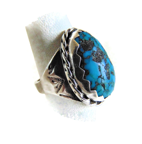 Mega grote Navajo ovale turquoise ring 6