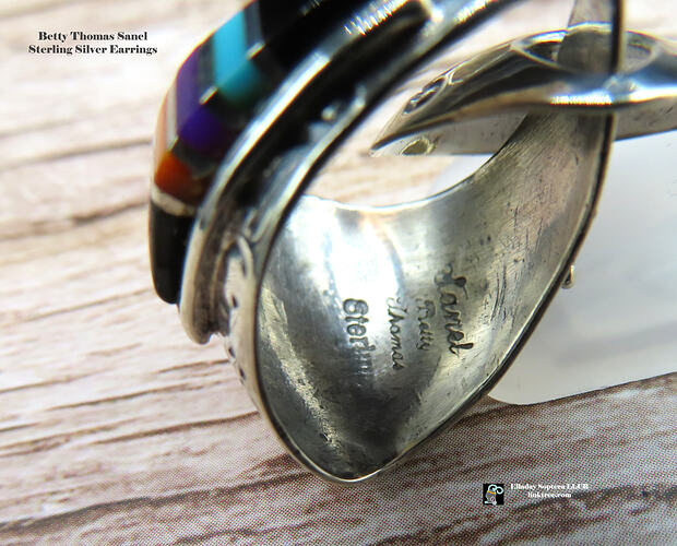 Betty Thomas Sanel Sterling SIlver earrings inside mark