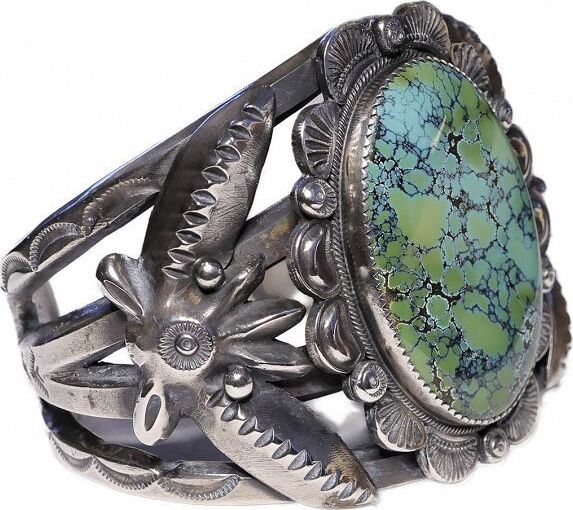 Navajo 925 silver & turquoise bracelet (Carico Lake) 4