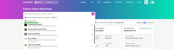 Solscan Trending