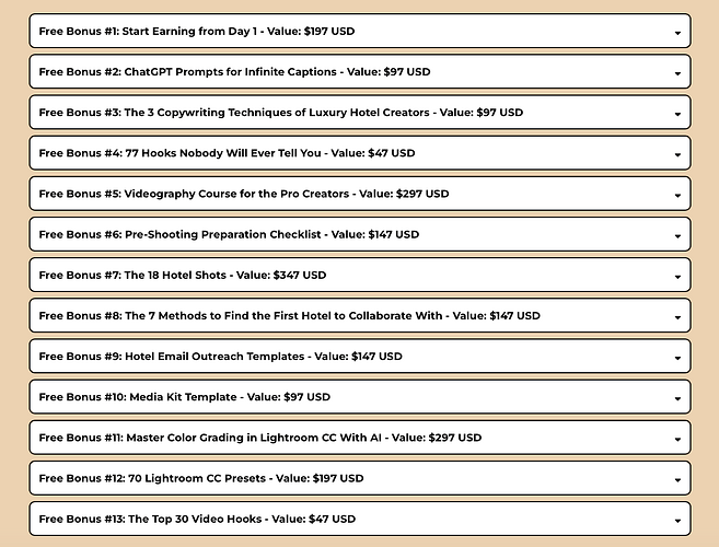Bonuses Included in the Course