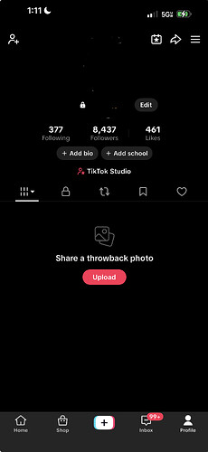 Open TikTok profile