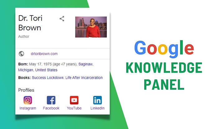 google knowledge panel or google knowledge graph for author - work sample