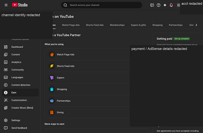 YouTube Studio monetization proof