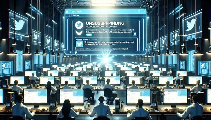 DALL·E 2024-03-08 22.21.23 - Visualize a digital command center focused specifically on Twitter account recovery. This scene showcases a team of experts in the middle of successfu