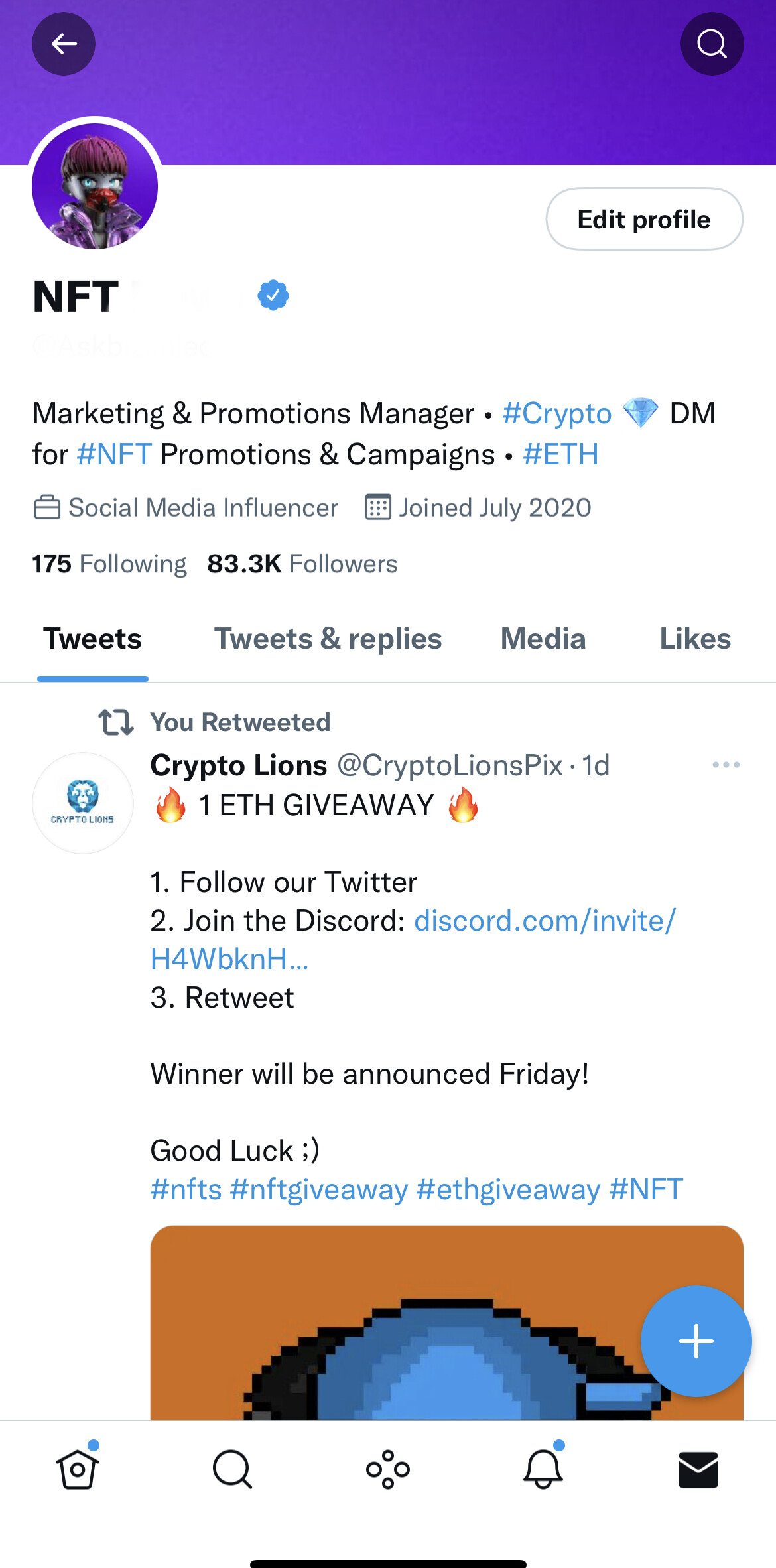 Verified Twitter NFT Promo Account OGE - Twitter (X.com) Accounts - SWAPD