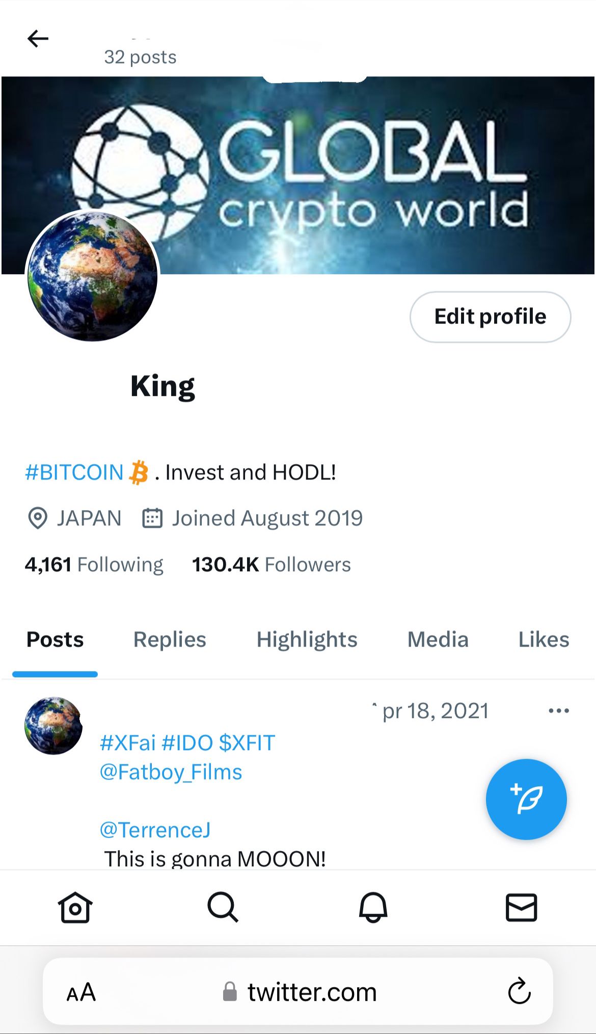 For sale 130k crypto followers twitter account - Twitter (X.com) Accounts -  SWAPD